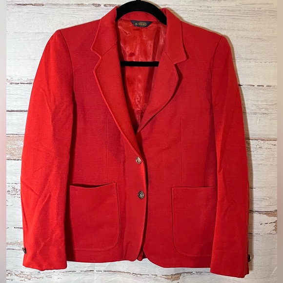 Vintage Jackets & Blazers - Vintage Buraks Red Linen Blazer Coat Small